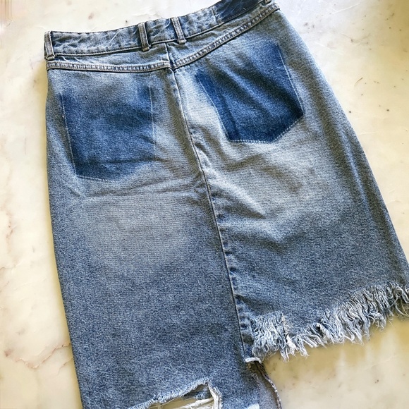 Zara Trafaluc Distressed Ripped Distressed Asymmetrical Midi Skirt - Picture 6 of 13